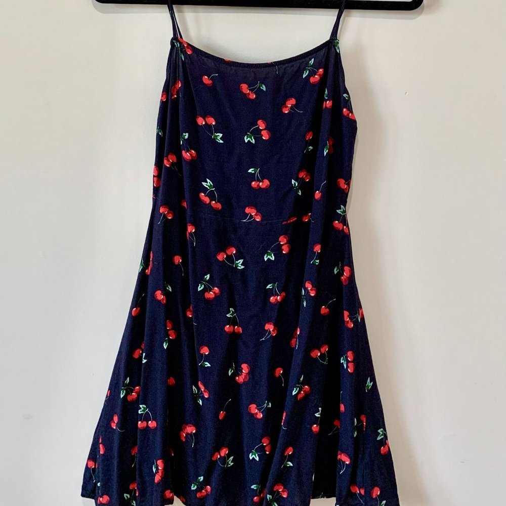 Spaghetti Strap Cherry Print Mini Dress